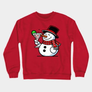 Snowman drinking a Cocktail Crewneck Sweatshirt